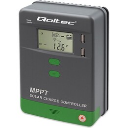 Qoltec MPPT Solar Charge Controller with Integrated Temperature Sensor 10A, Black