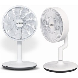 Ventilatore ibrido da piedistallo e da tavolo HTW con batteria interna ricaricabile, bianco