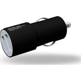 Cargador de coche Azuri con 2 puertos USB, color negro.