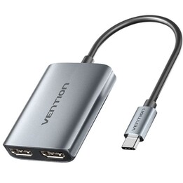 Vention ACZHB Konverterkabel / USB Typ-C Stecker - 2x HDMI Stecker / Grau
