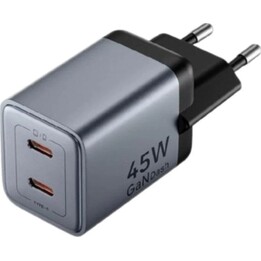 Vention GaN 2P USB-C+C Ladegerät (45W/45W) + USB-C Kabel 1m TZ-FCDH0-EU Anthrazitgrau