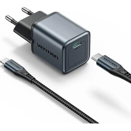 Vention GaN 1P USB-C Ladegerät (20W) + Lightning Kabel 1m TZ-FEVH0-EU Anthrazitgrau