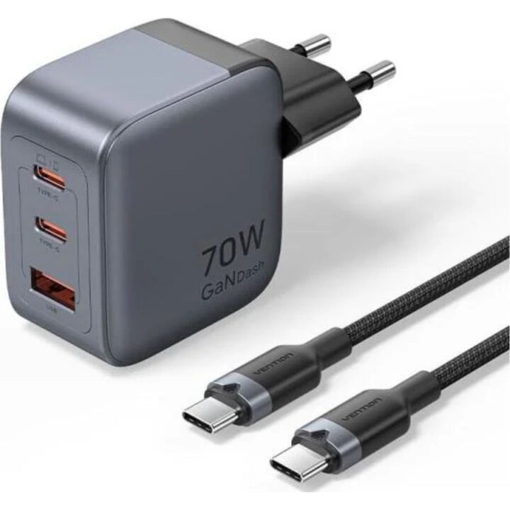 Vention wall charger - 70w - Gan - 1m cable