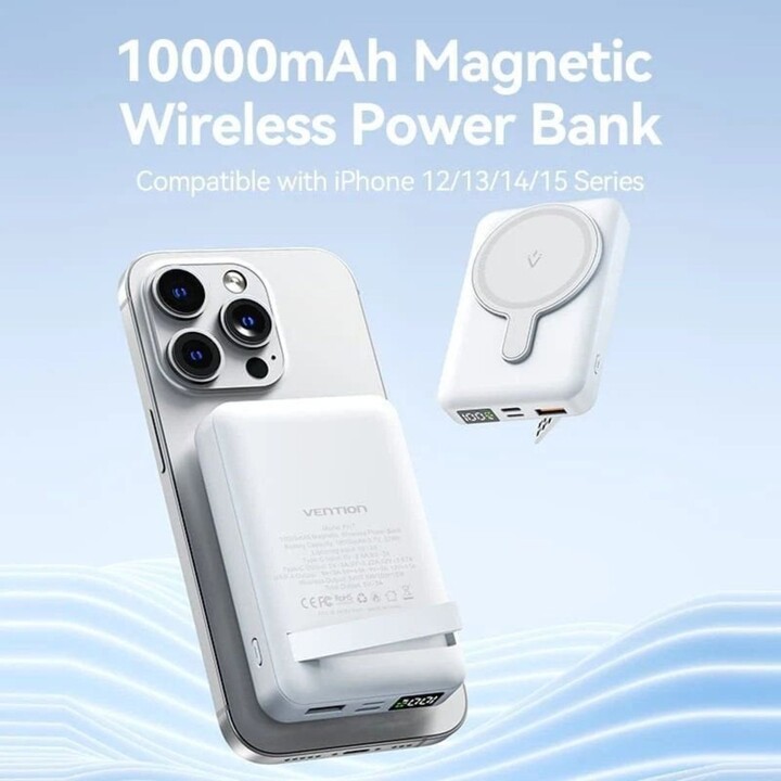 Vention FHTW0 PowerBank 10000mAh Batteria esterna magnetica senza fili Bianco