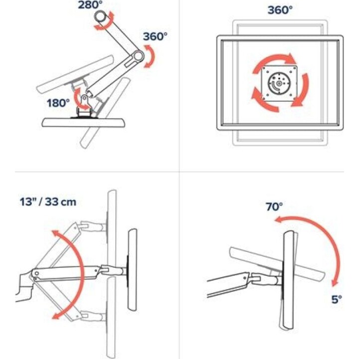 Ergotron Supporto da scrivania a doppio braccio per monitor 27" VESA 100x100 Max. 18 kg