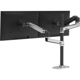 Braccio per monitor impilabile doppio Ergotron LX, palo alto, alluminio, 2 schermi, montante alto, regolazione dell'altezza