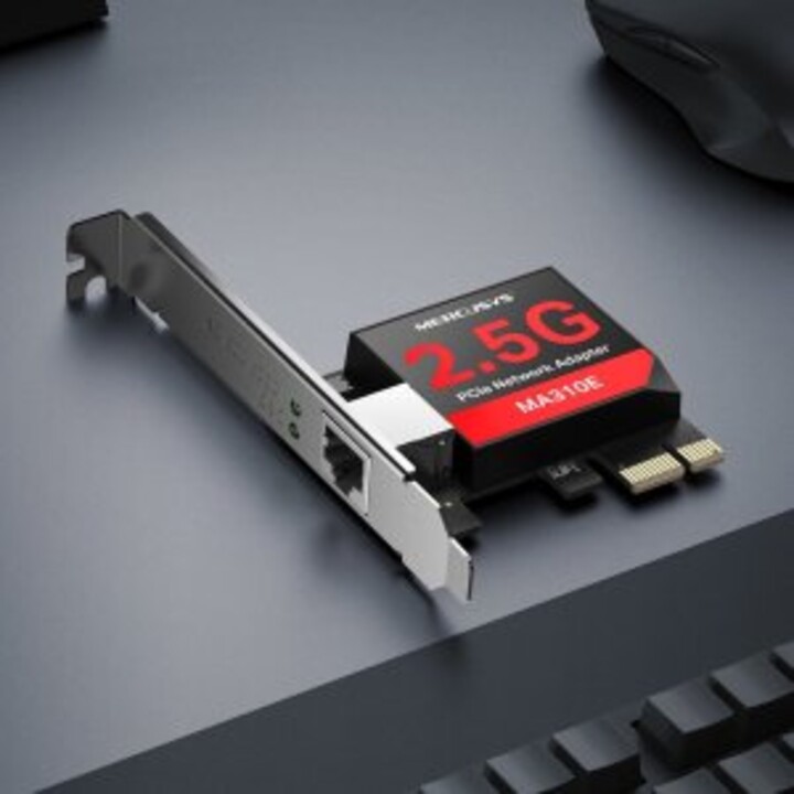 Tarjeta de red pcie 2.5gbps mercusys ma310e incluye soporte estandar y de perfil bajo
