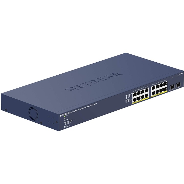 Netgear GS716TP-100EUS 16-Port Gigabit Ethernet PoE+ Smart Switch mit 2 dedizierten SFP Ports 180W Cloud Managed