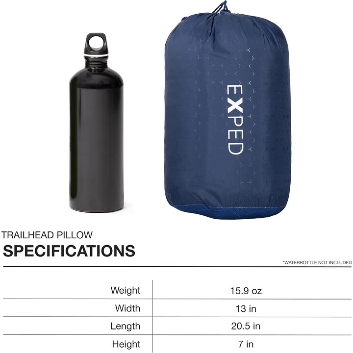Exped Trailhead Pillow almohada turística ergonómica para uso en montaña, Navy Mountain