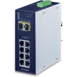Planet IGS-10020MT 10-Port L2+ Industrial Managed Gigabit Ethernet Switch 8x 10/100/1000T 2x 1G/2.5G SFP IP30 Aluminum Case DIN-