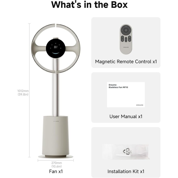 Dreame MF10/CVF22A smart standing fan with adjustable speed control, Beige