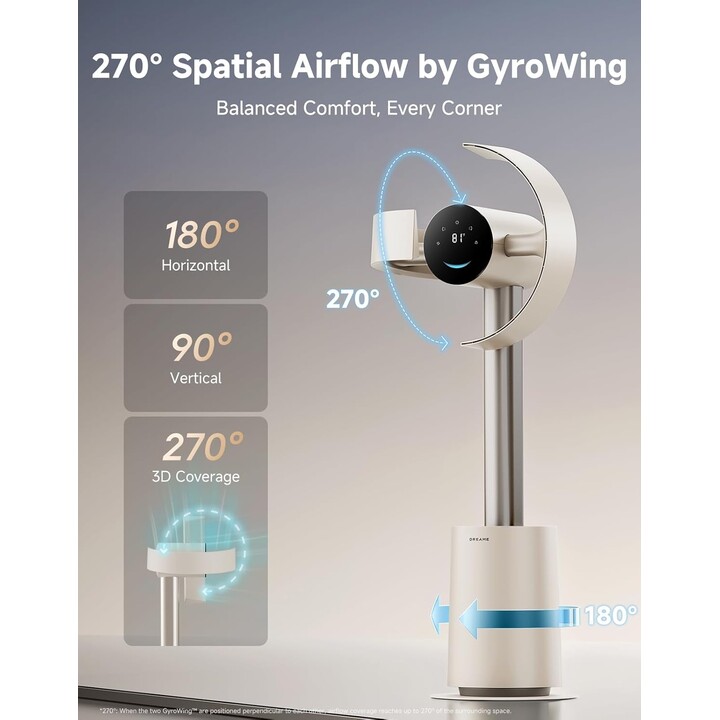 Dreame MF10/CVF22A smart standing fan with adjustable speed control, Beige