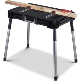 Mesa de trabalho portátil Keter Jobmade com pernas de metal de alta resistência para bricolage, preto