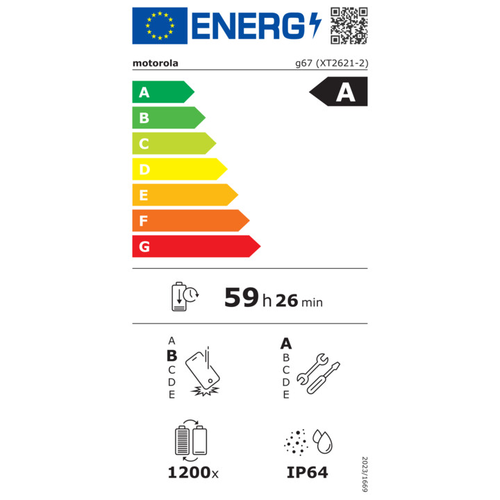 Motorola Moto G67 5G, 4 Go 128 Go, 6,78 Extreme AMOLED, 5200 mAh, gris