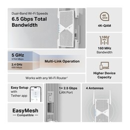 TP-Link RE405BE Netzwerk-Erweiterungsmodul Netzwerk-Repeater Weiß 2500 Mbit/s