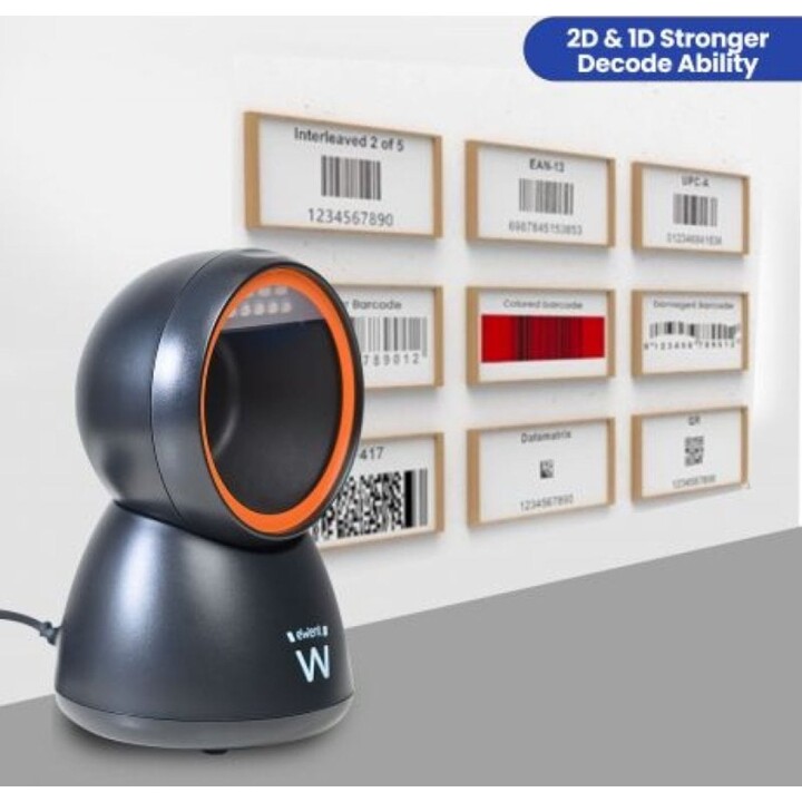 Ewent EW3450 Lector de Códigos de Barras 1D/2D/QR Manos Libres Negro