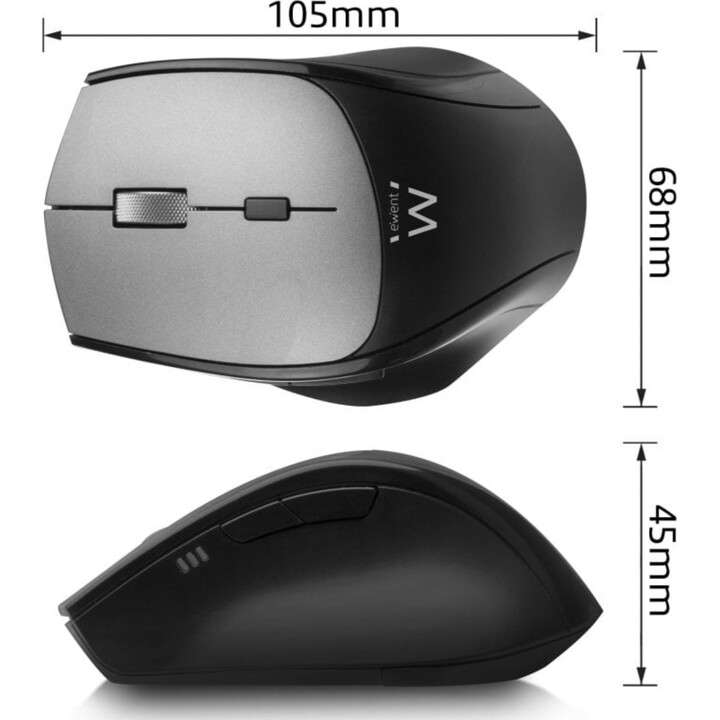 Ewent Dual Wireless Mouse con Silent Click 2400DPI Nero