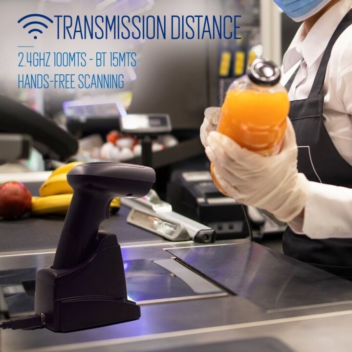 Ewent EW3440 2D Wireless Barcode Reader with Smart Base