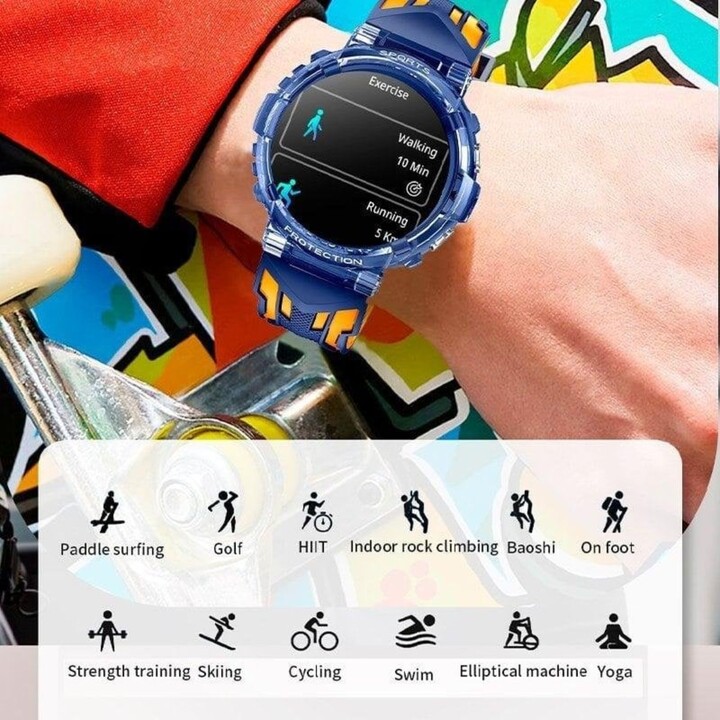 Montre intelligente Cool Clever Silicone Bleu/Orange (Appels, Santé, Sport)