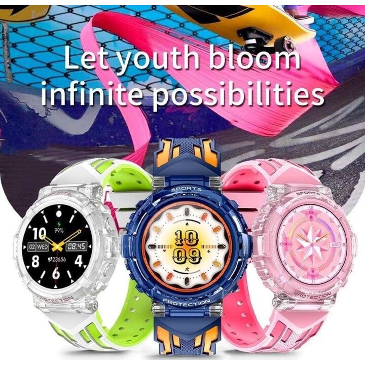 Montre intelligente Cool Clever Silicone Bleu/Orange (Appels, Santé, Sport)