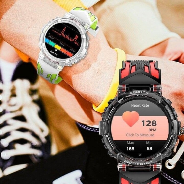 Montre intelligente Cool Clever Silicone Bleu/Orange (Appels, Santé, Sport)