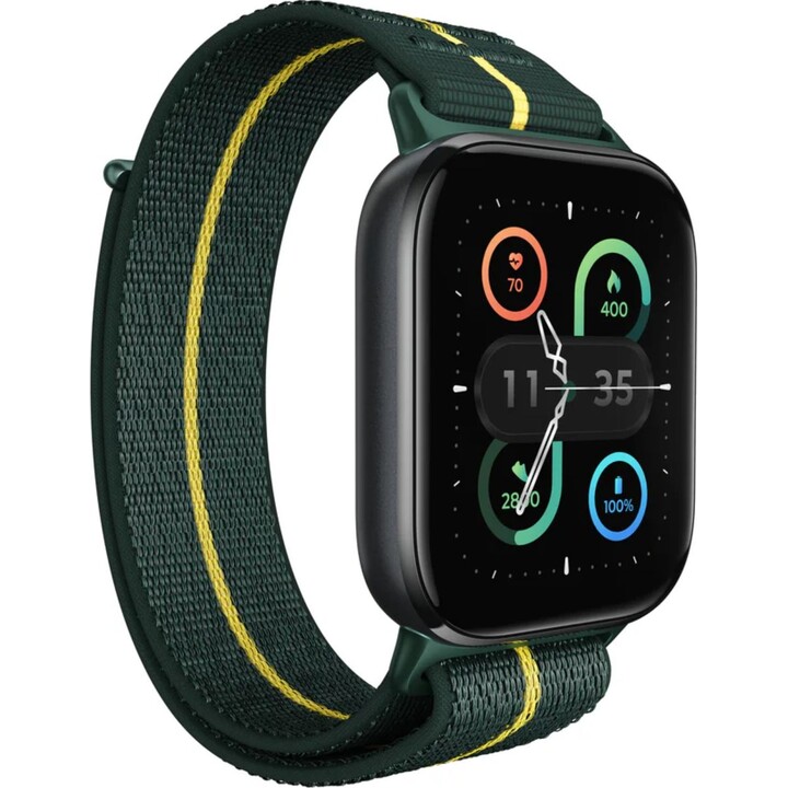 Motorola Moto Watch Fit Smartwatch en aluminium avec bracelet tissé, écran lumineux de 1,9", Bluetooth