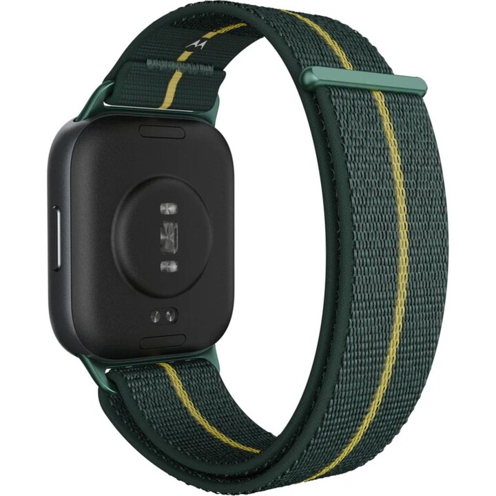 Motorola Moto Watch Fit Smartwatch en aluminium avec bracelet tissé, écran lumineux de 1,9", Bluetooth