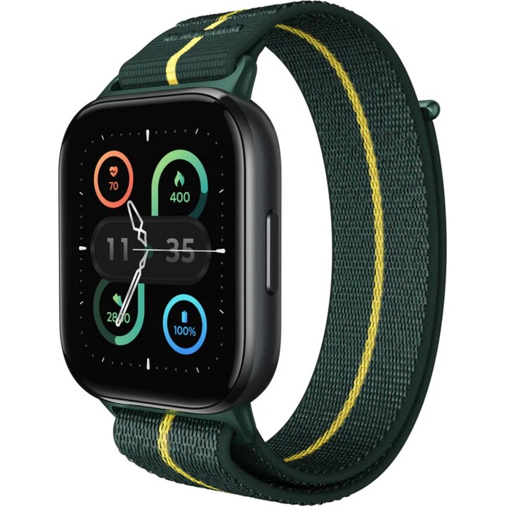 Motorola Moto Watch Fit Smartwatch en aluminium avec bracelet tissé, écran lumineux de 1,9", Bluetooth