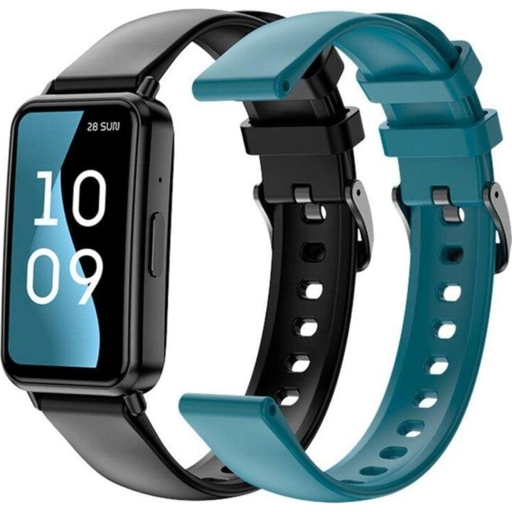 SPC DUO FIT Activity Tracker Bluetooth AMOLED Prata Preto e Turquesa 8 dias Chamadas SpO2 100 Modos