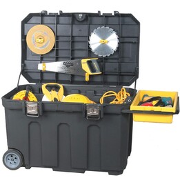 Stanley 1-93-278 Cassetta degli attrezzi Job Chest con ruote per il trasporto professionale di carichi pesanti, nero