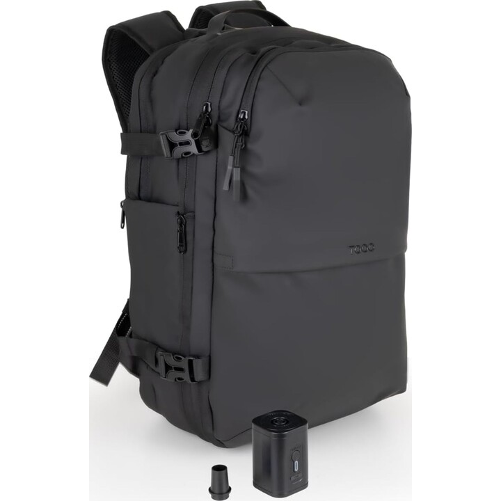 TooQ TQBP-V101-BK - Mochila de viagem com compressão a vácuo e bomba de ar
