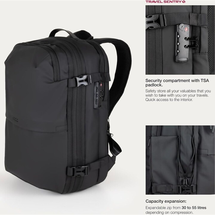 TooQ TQBP-V101-BK - Mochila de viagem com compressão a vácuo e bomba de ar