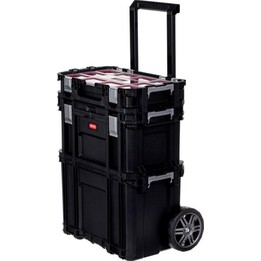 Keter Connect Rolling System Set di cassette portautensili professionali modulari con ruote, nero