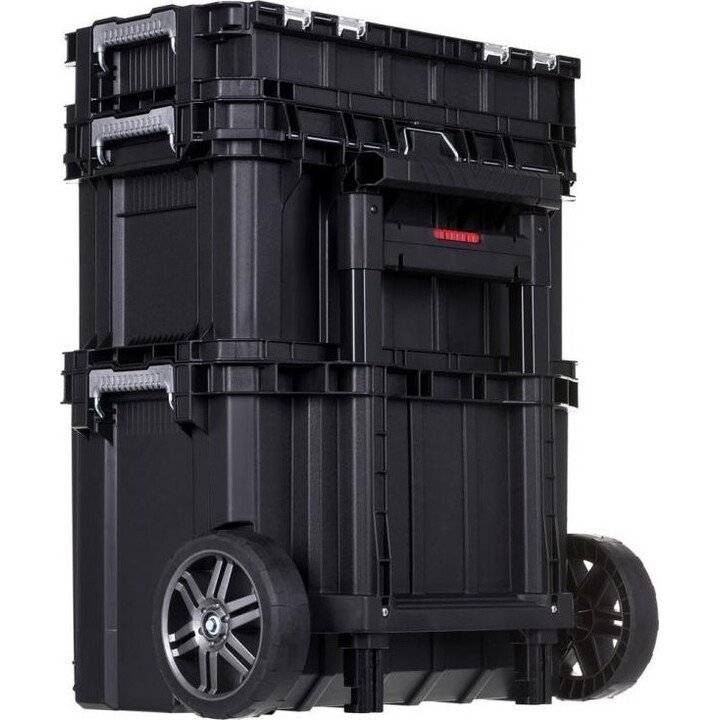 Keter Connect Rolling System Professional Modular Tool Box Set with Wheels, Black