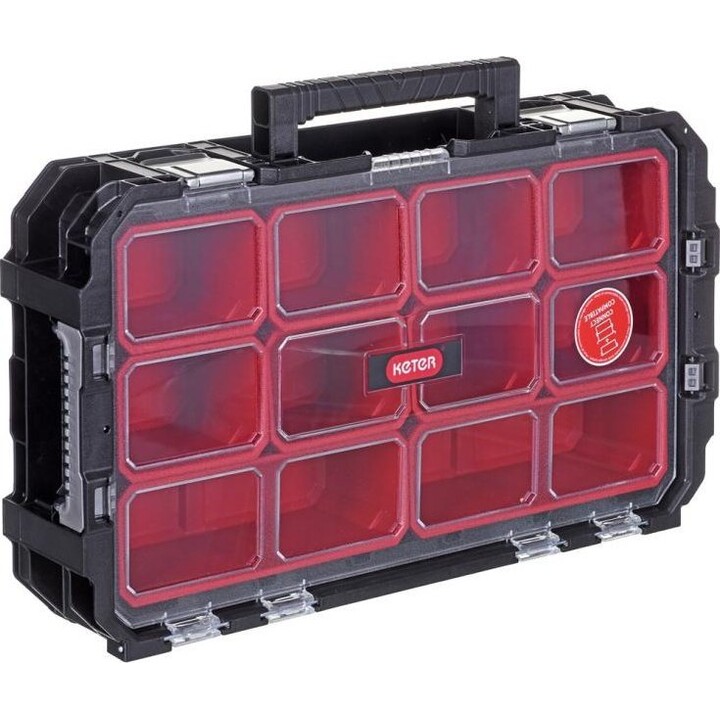Keter Connect Rolling System Professional Modular Tool Box Set with Wheels, Black