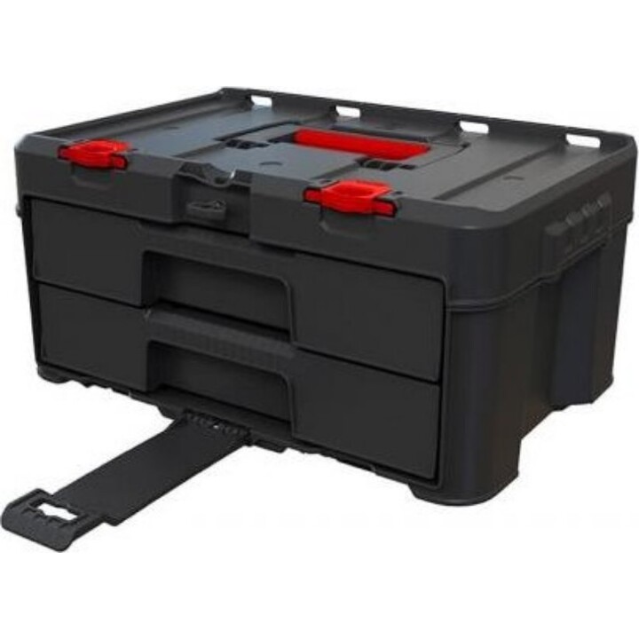 Keter Stack'N'Roll 2-Drawer Tool Box for Professional Technical Storage, Black