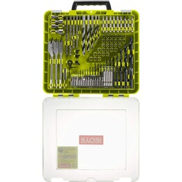 Ryobi RAKDD100 Conjunto misto de 100 peças para berbequim e acionamento para oficina profissional, prateado