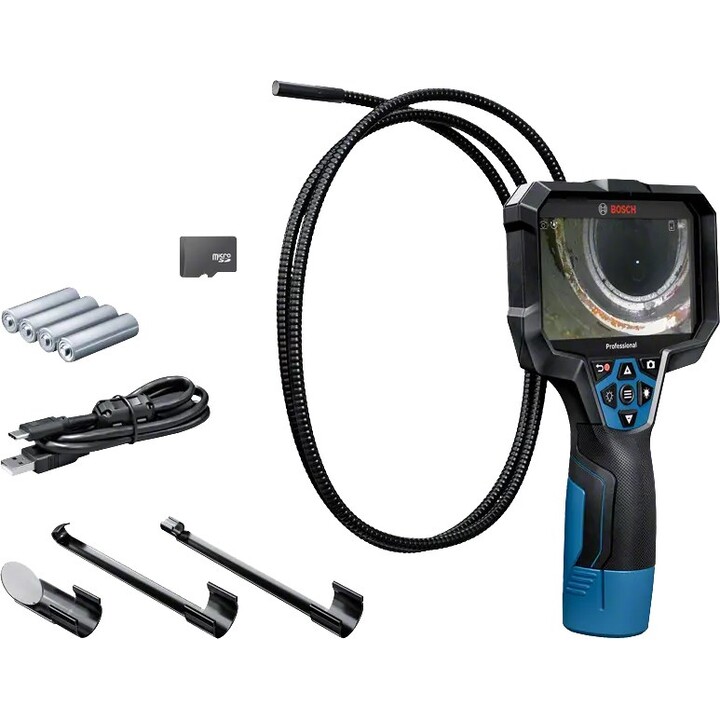 Câmera de Inspeção Industrial Profissional Bosch GIC 12V-5-27 C com Sonda Flexível de 8,3 mm, IP67 e IP54
