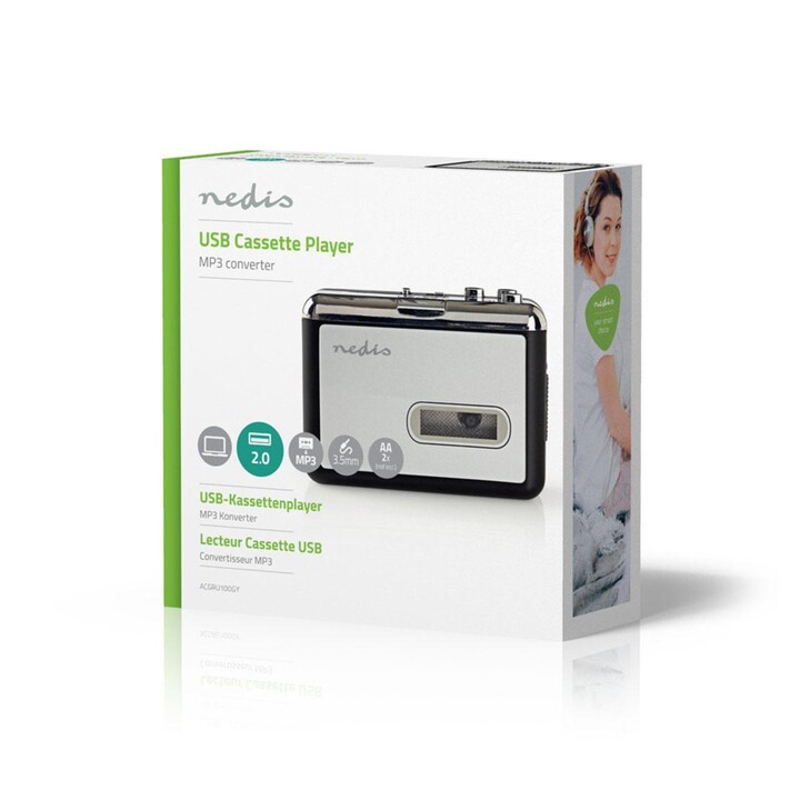 Nedis ACGRU100GY lecteur et enregistreur MP3/MP4 Gris