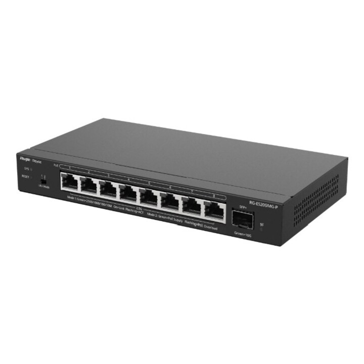Ruijie Networks RG-ES209MG-P switch Gestionado L2 2.5G Ethernet (100/1000/2500) Energía sobre Ethernet (PoE) Negro