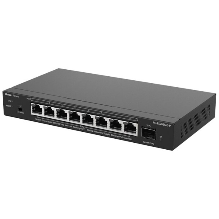 Ruijie Networks RG-ES209MG-P switch Gestionado L2 2.5G Ethernet (100/1000/2500) Energía sobre Ethernet (PoE) Negro