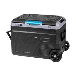 Professional portable compressor cooler TEESA with freezing function 50L DC12/24 AC 230V, large wheels and solid handle, Blueto
