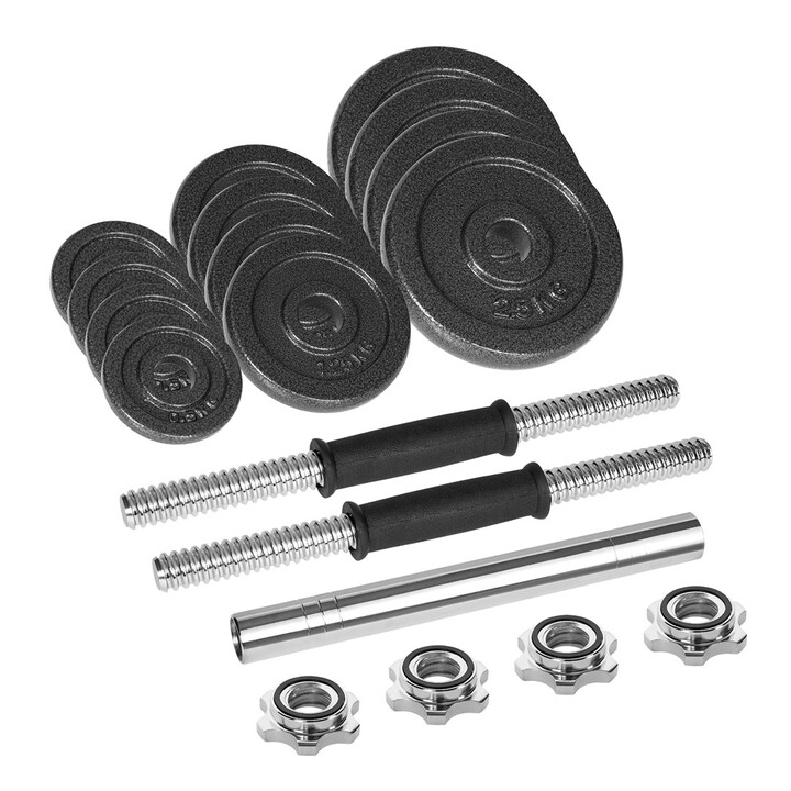 REBEL ACTIVE 20kg Adjustable Dumbbells in Case with Bar