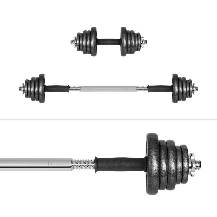 REBEL ACTIVE 20kg Adjustable Dumbbells in Case with Bar