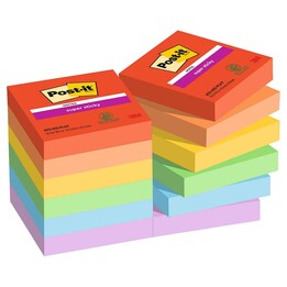 Blocchetti di post-it adesivi, extra resistenti, colori assortiti - 12 pezzi