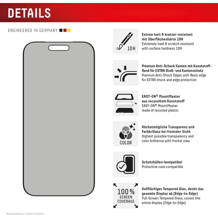 Displex Displayschutzfolie für iPhone 17 Pro mit Mount Master Halterung