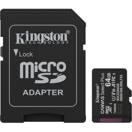 MicroSDXC 64GB Class 10 UHS-I A1 V10 100MB/s with Black SD Adapter