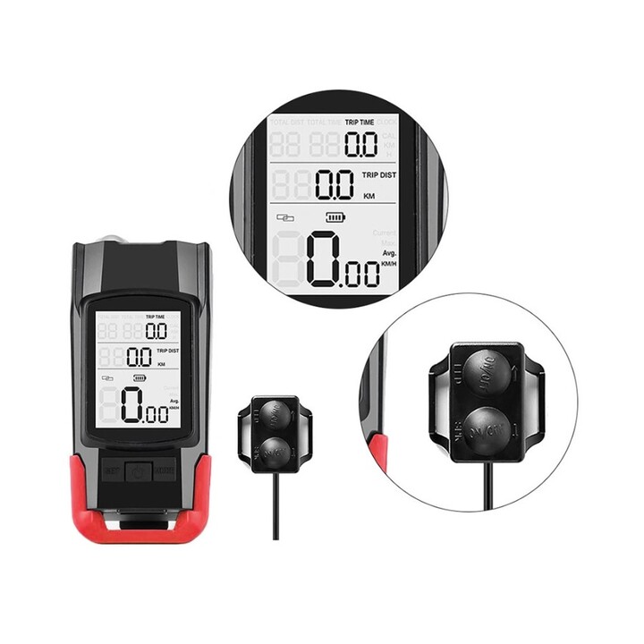 Extralink Bicycle Light Set with Odometer + Rear Light