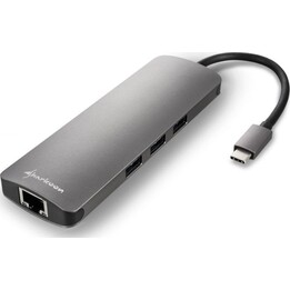 Sharkoon USB-C auf HDMI/USB 3.2/RJ45 Adapter Grau
