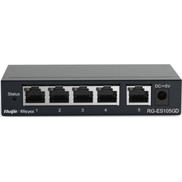 Conmutador Switch Ruijie RG-ES105GD 5 Puertos Gigabit Metálico Sin Ventilador 10Gbps Protección 6kV